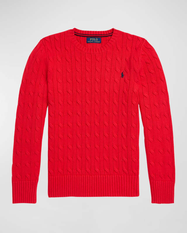 Boy's Cable-Knit Cotton Sweater, Size S-L